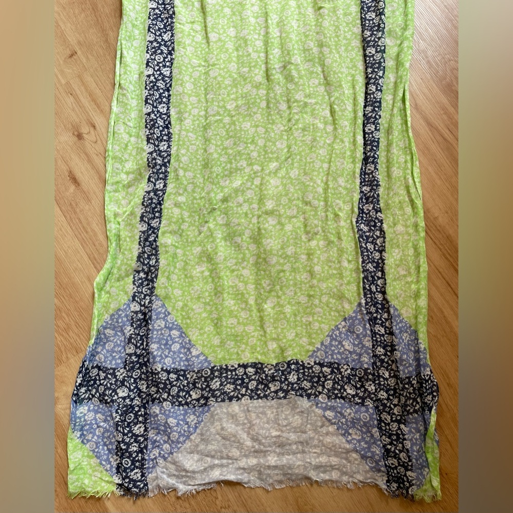 J. Crew large rectangle scarf wrap floral green blue preppy